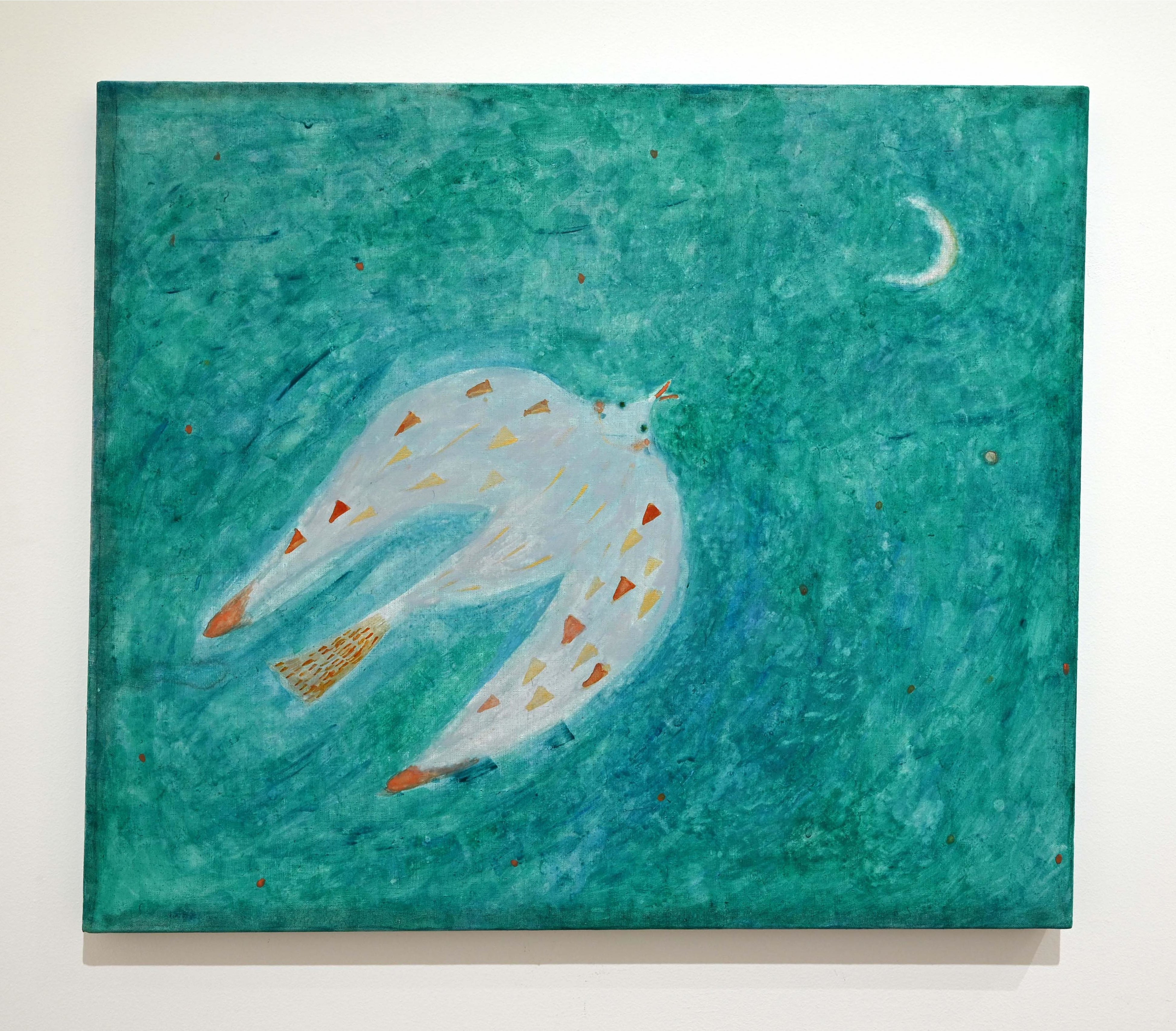 久保晶, 《飛ぶ鳥》, 2022年, キャンバスに水彩, 45x53cm