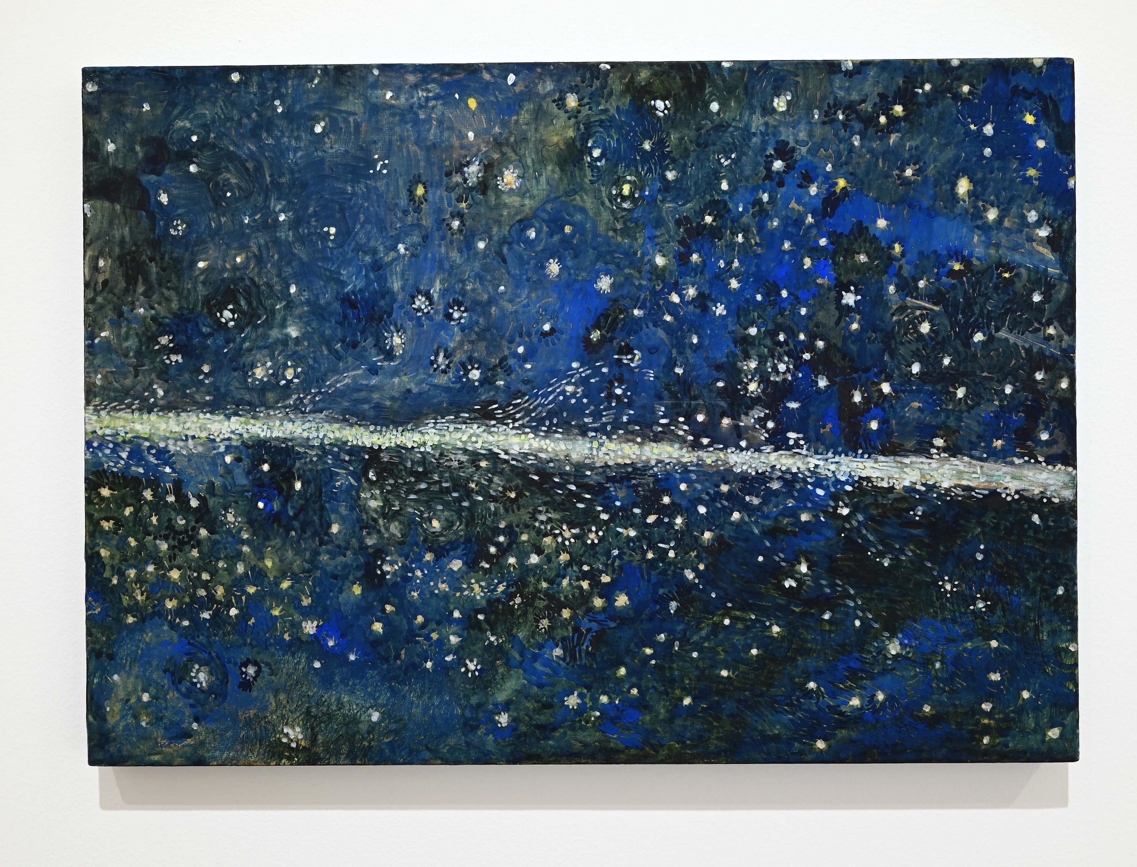 久保晶, 《星の川》, 2022年, パネルに胡粉地, 水彩, 30x42cm