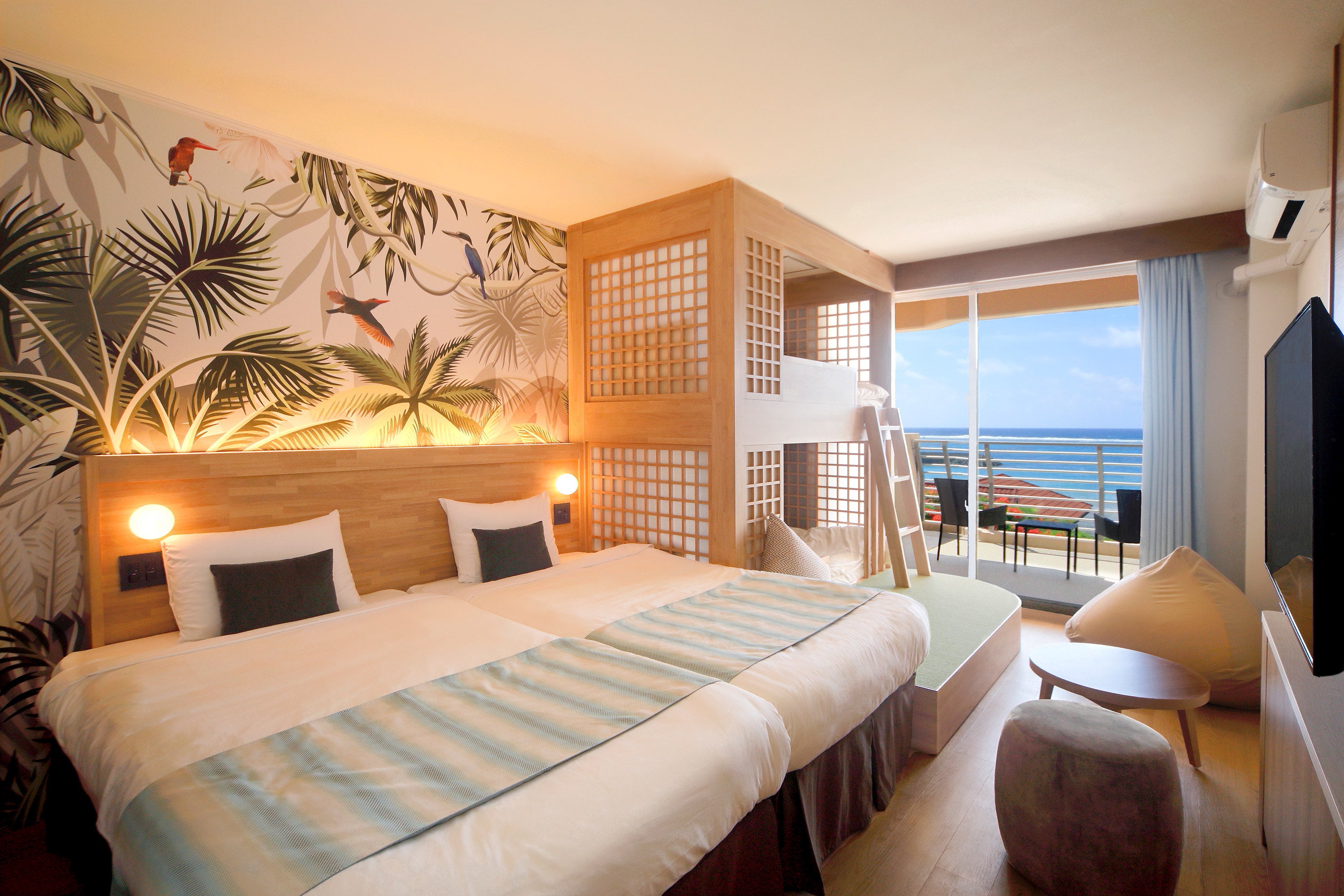 スタンダードツイン＋2段ベッド_ボタニカル