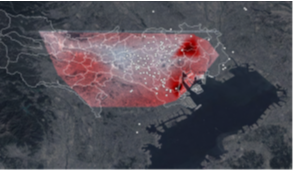 東京都環境局大気情報と建物位置