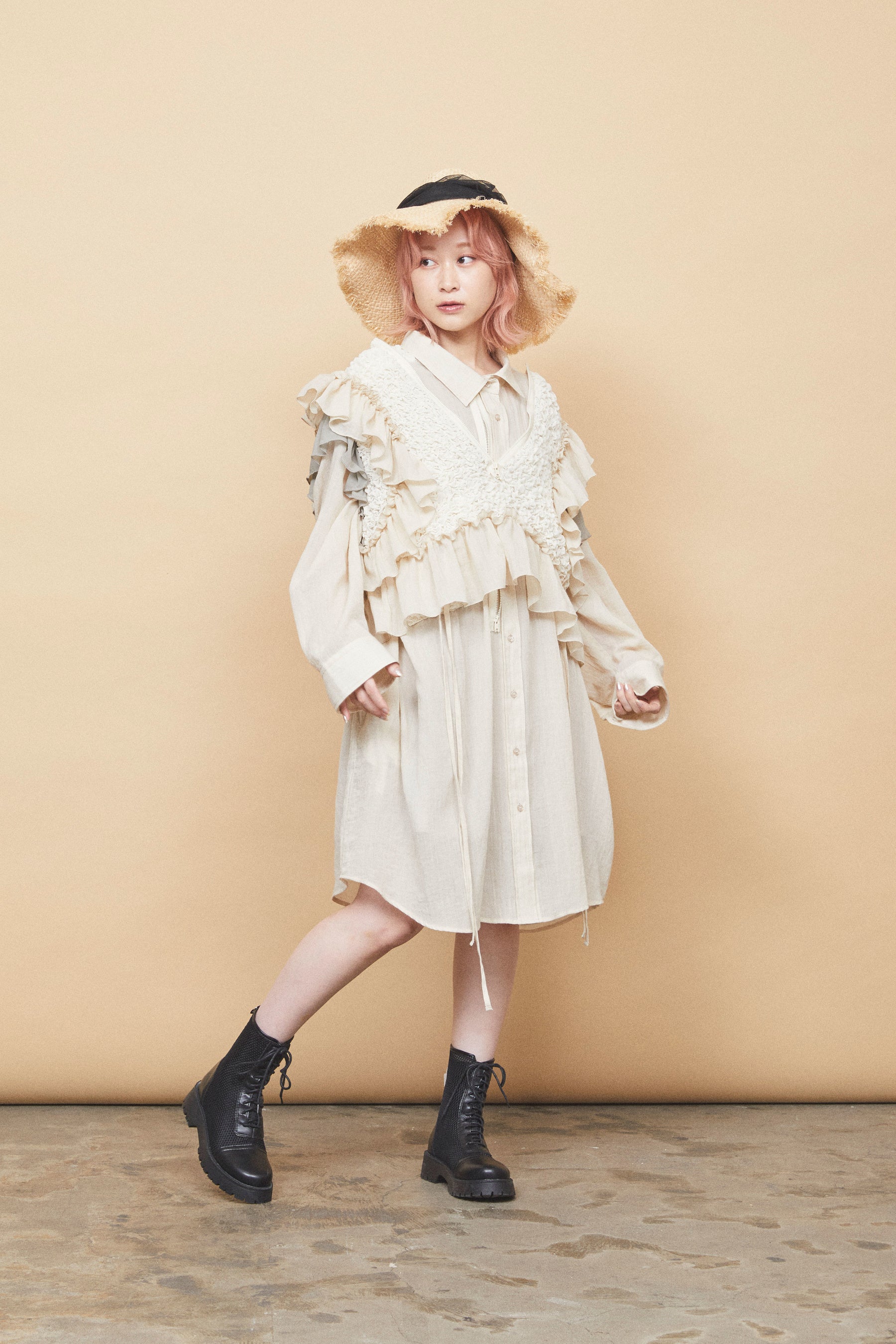 上位蜃気楼シャツワンピース