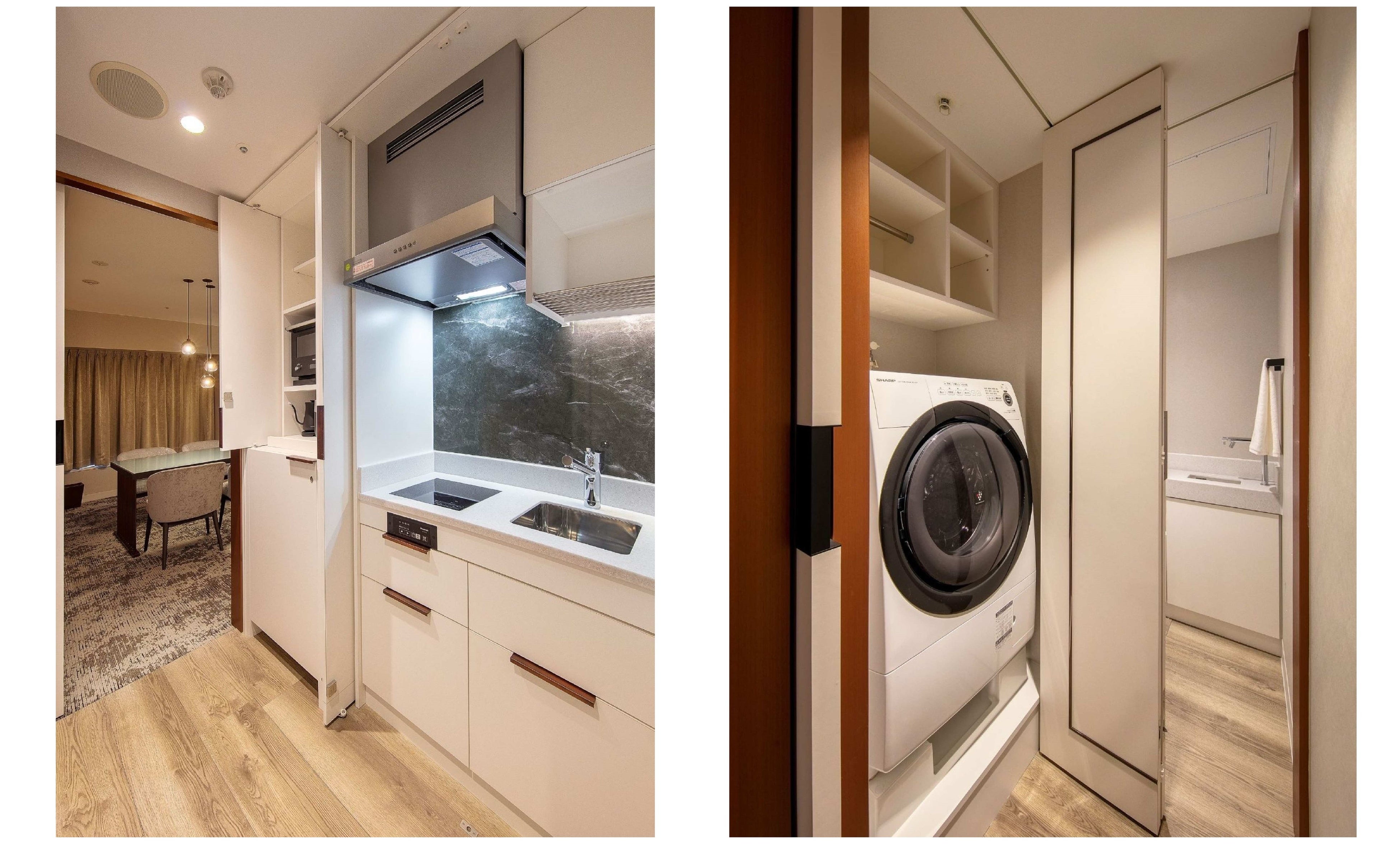 室内キッチンとランドリー