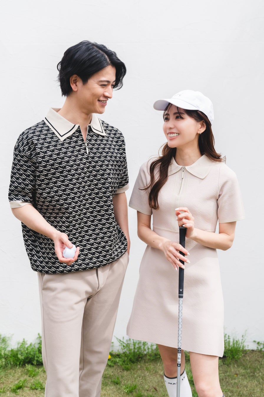 完売品✨ルナン【M】ゴルフウェア ワンピース ハーフジップ 山岡葵コラボ 黒 初回生産分完売「シティでも着れるゴルフウェア」LE.NAN(ルナン