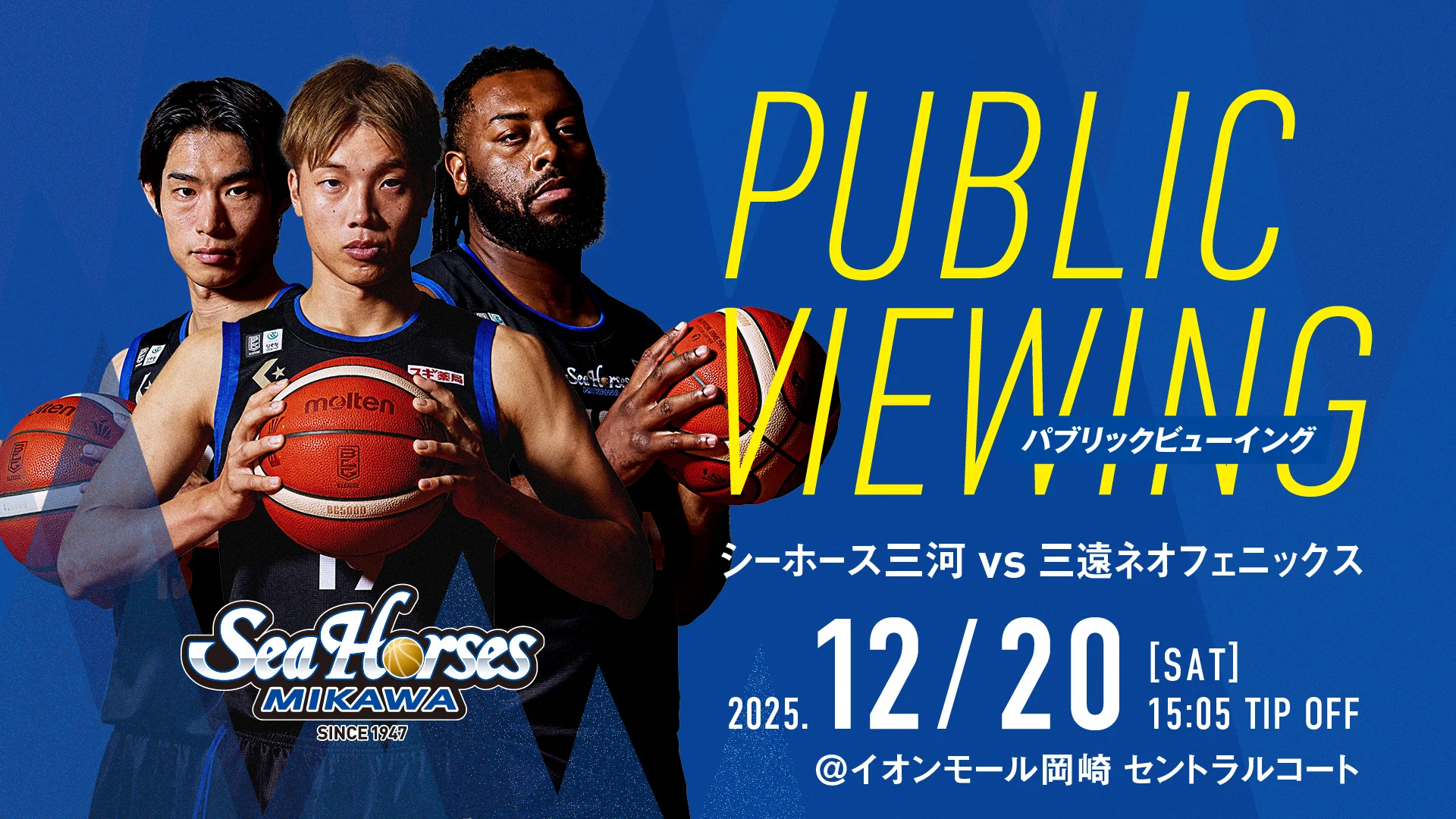 12/20(土)「パブリックビューイングinイオンモール岡崎」開催決定のお知らせ