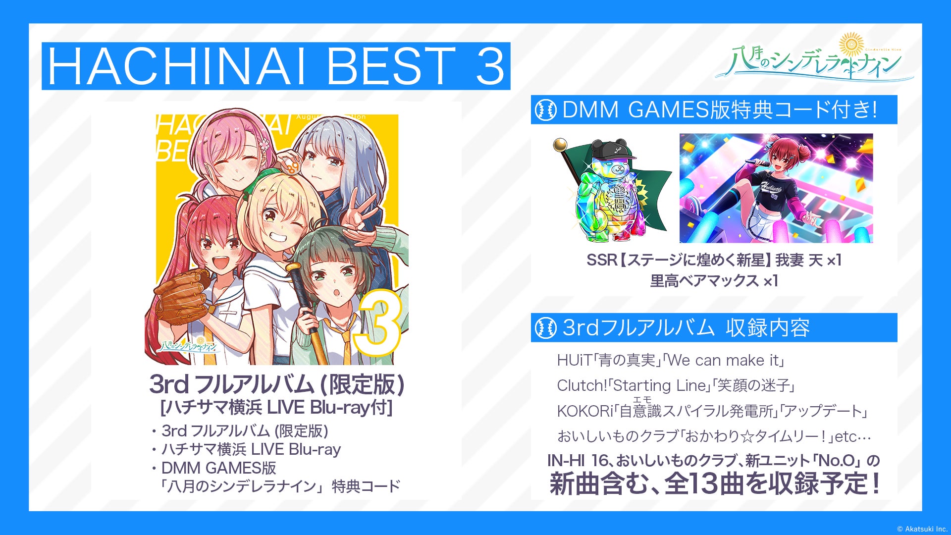 アニメ HACHINAI BEST 3 August Collection 八月のシンデレラナイン』、3枚目のフルアルバムとなる