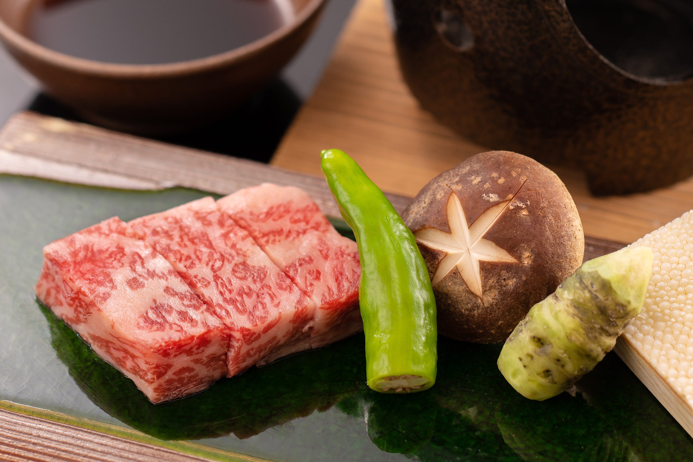 強肴 黒毛和牛石焼き 本山葵