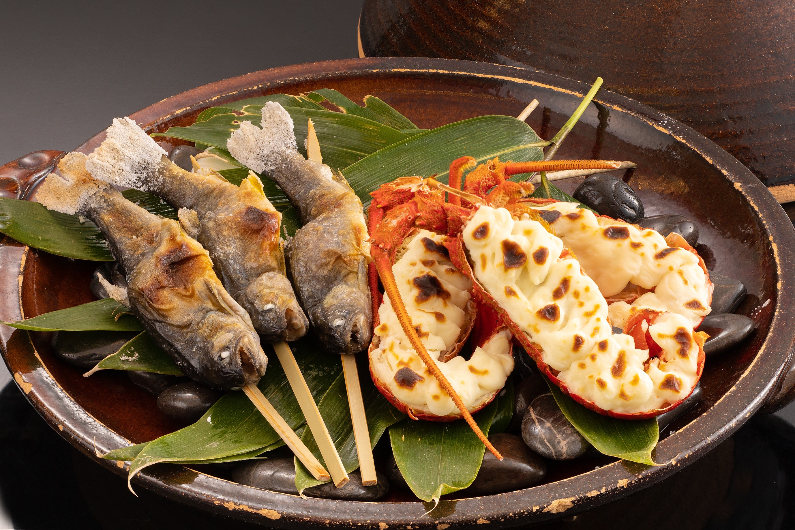 焼物 宝楽焼  岩魚塩焼き 伊勢海老（3人前）