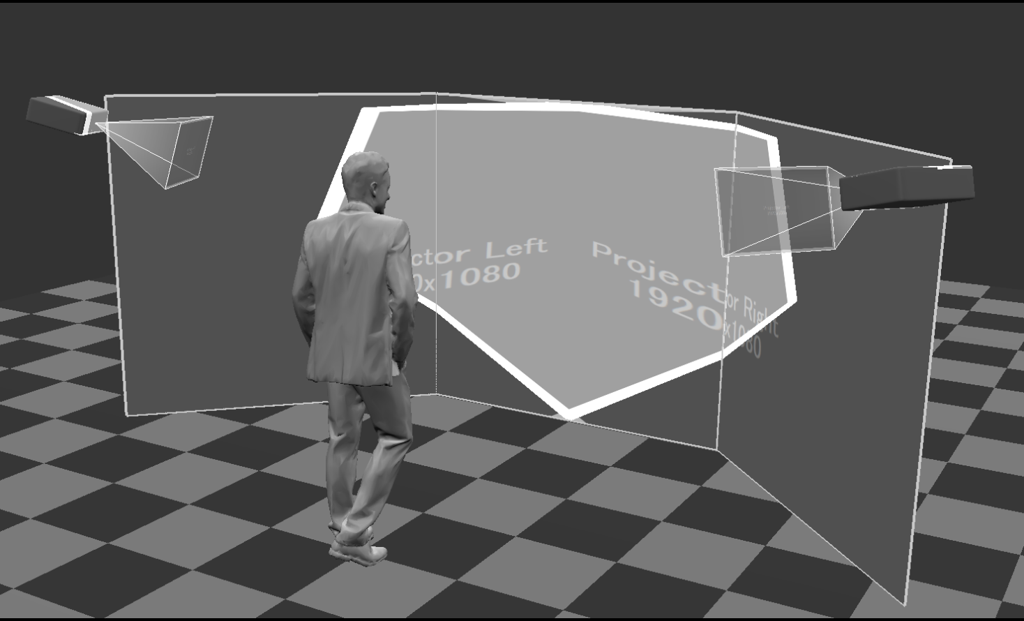 ２台のプロジェクターによる投影