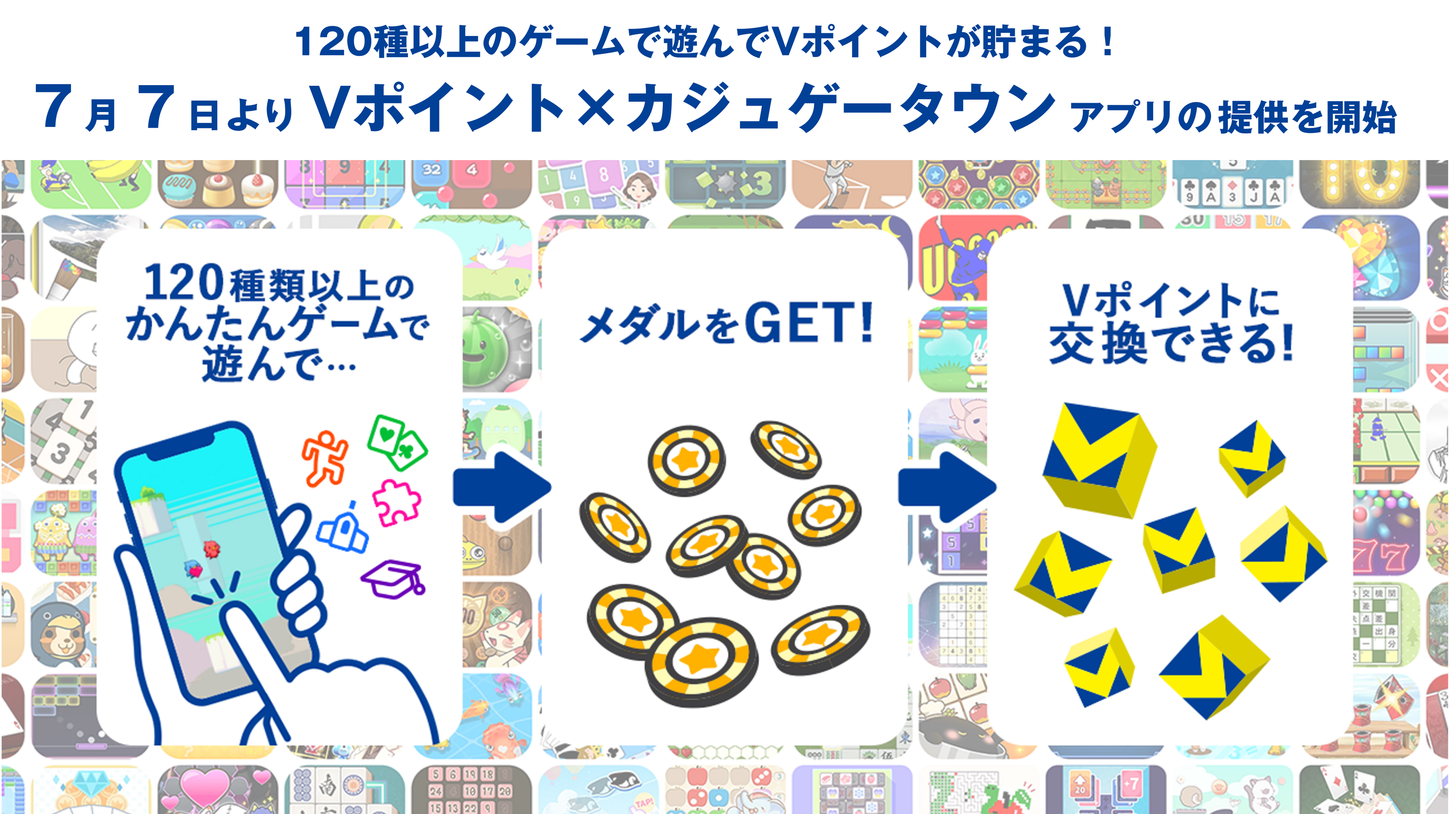 Vポイント貯まる新アプリ！120種超ゲームで遊んで7/7から特典GET
