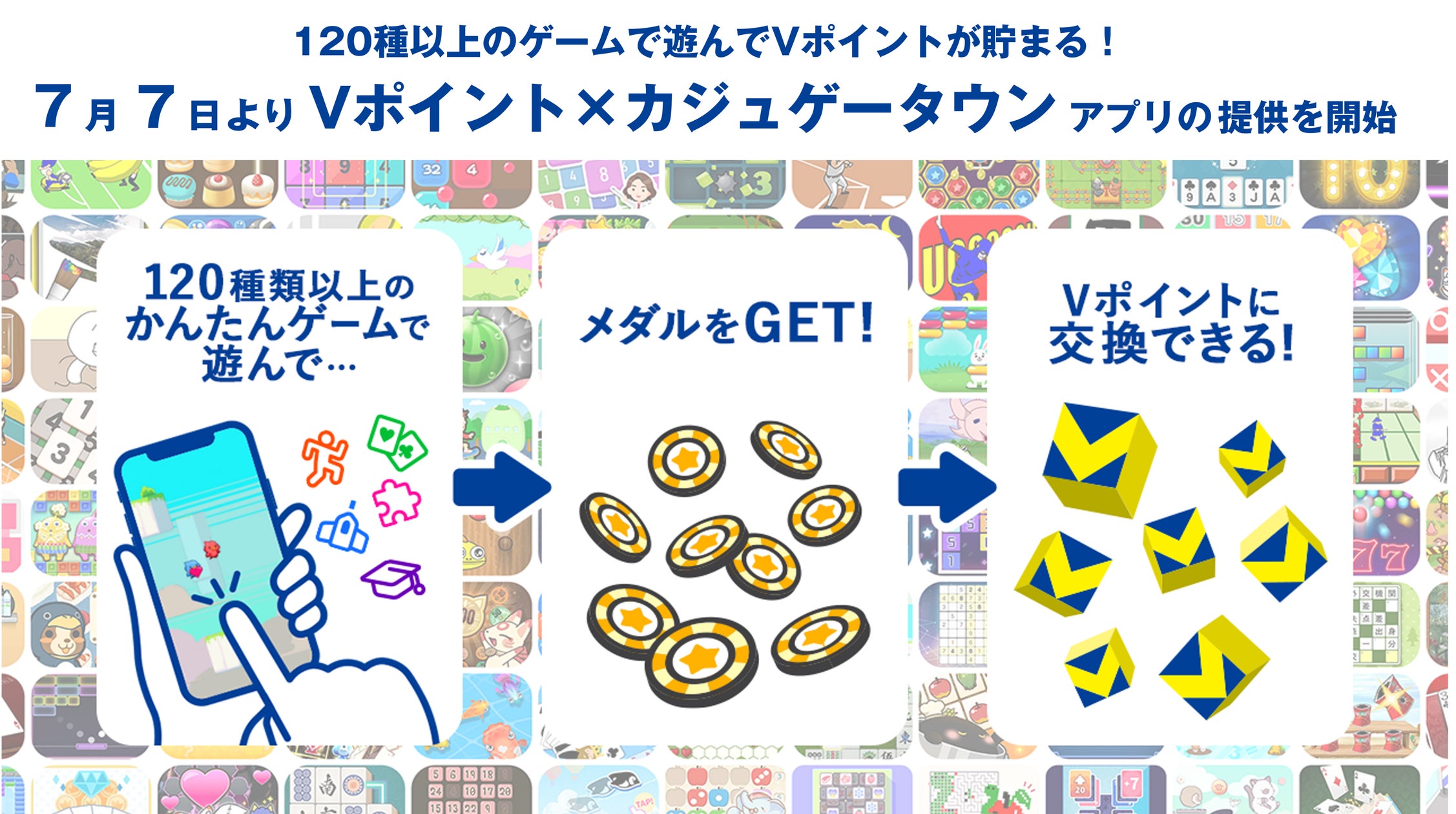 Vポイント貯まる新アプリ!120種超ゲームで遊んで7/7から特典GET Vポイント貯まる新アプリ!120種超ゲームで遊んで7/7から特典GET
