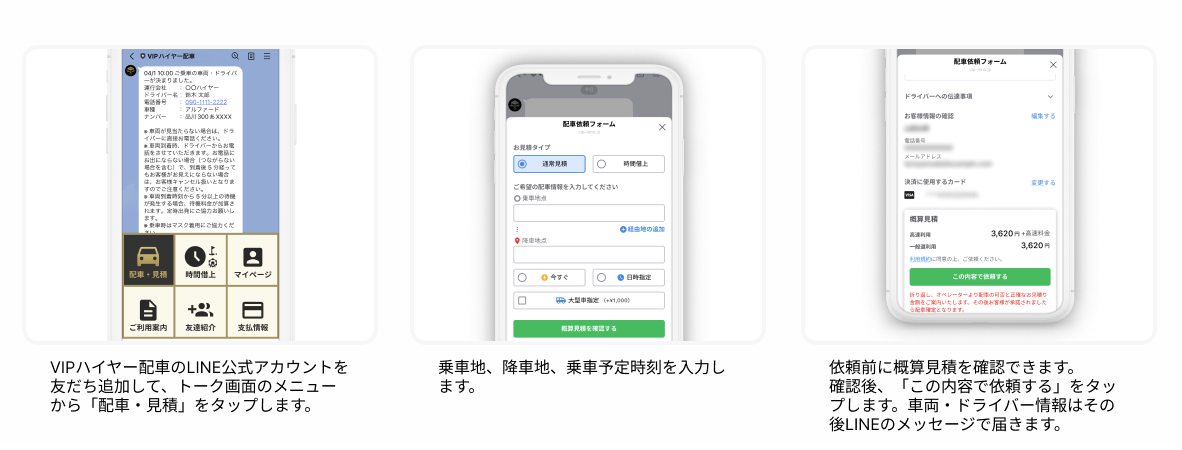 VIPハイヤー配車ご利用の流れ