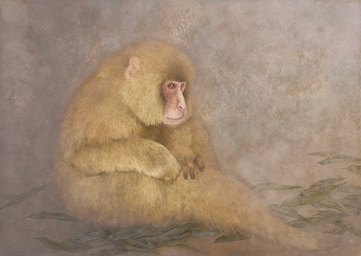 「温柔」&nbsp; &nbsp; &nbsp; &nbsp; &nbsp; &nbsp;&nbsp; 岩絵具、水干絵具、胡粉、墨　　36.4×51.5cm