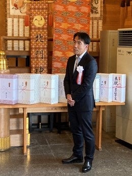 神事終了後の事業者代表挨拶　コスモエコパワー　野地社長