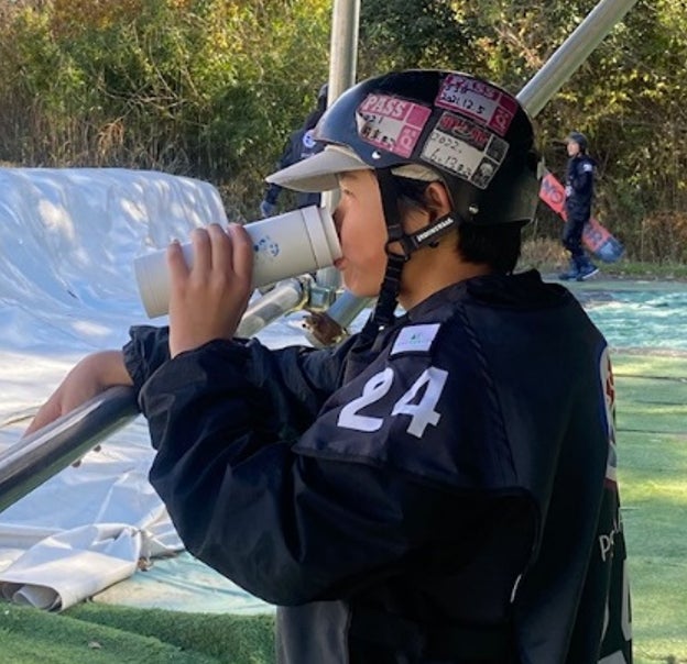 ▲練習中もクリクラのお水を飲む柳原選手