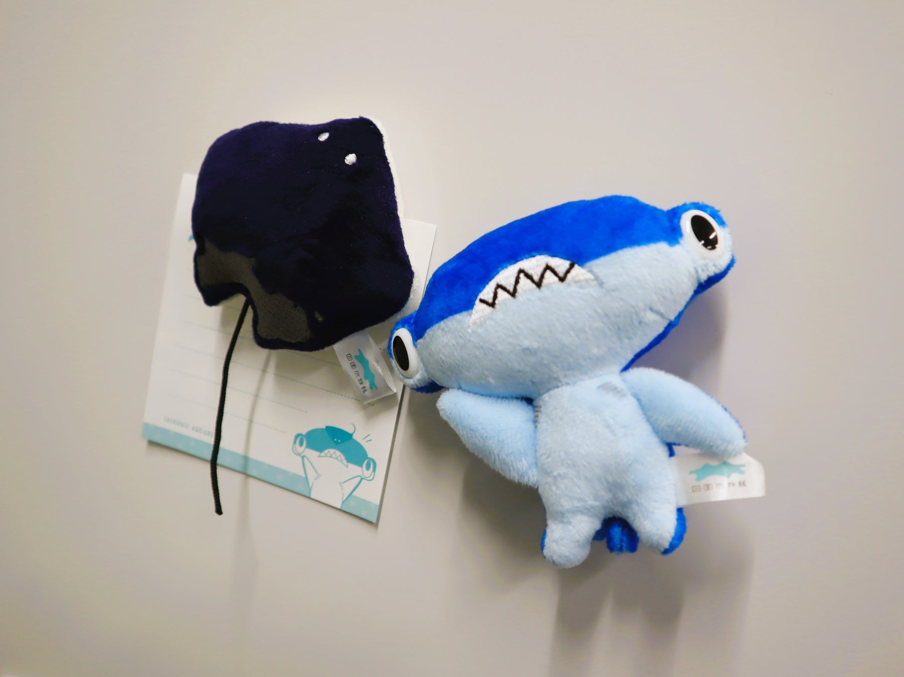 宣伝隊長しゅこくん(右)と友達のエイくん(左)