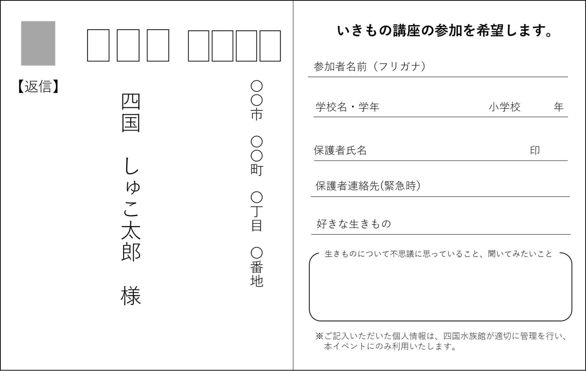 申込記入例　返信