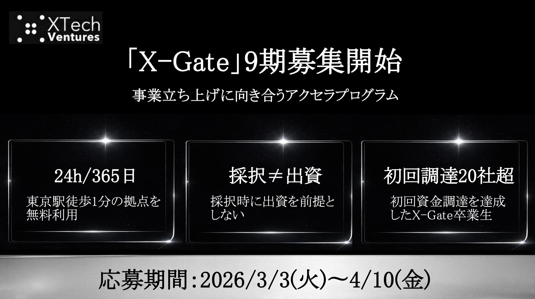 東京駅徒歩1分のオフィス利用可!事業立ち上げに向き合うアクセラプログラム『X-Gate』第9期生の募集を開始