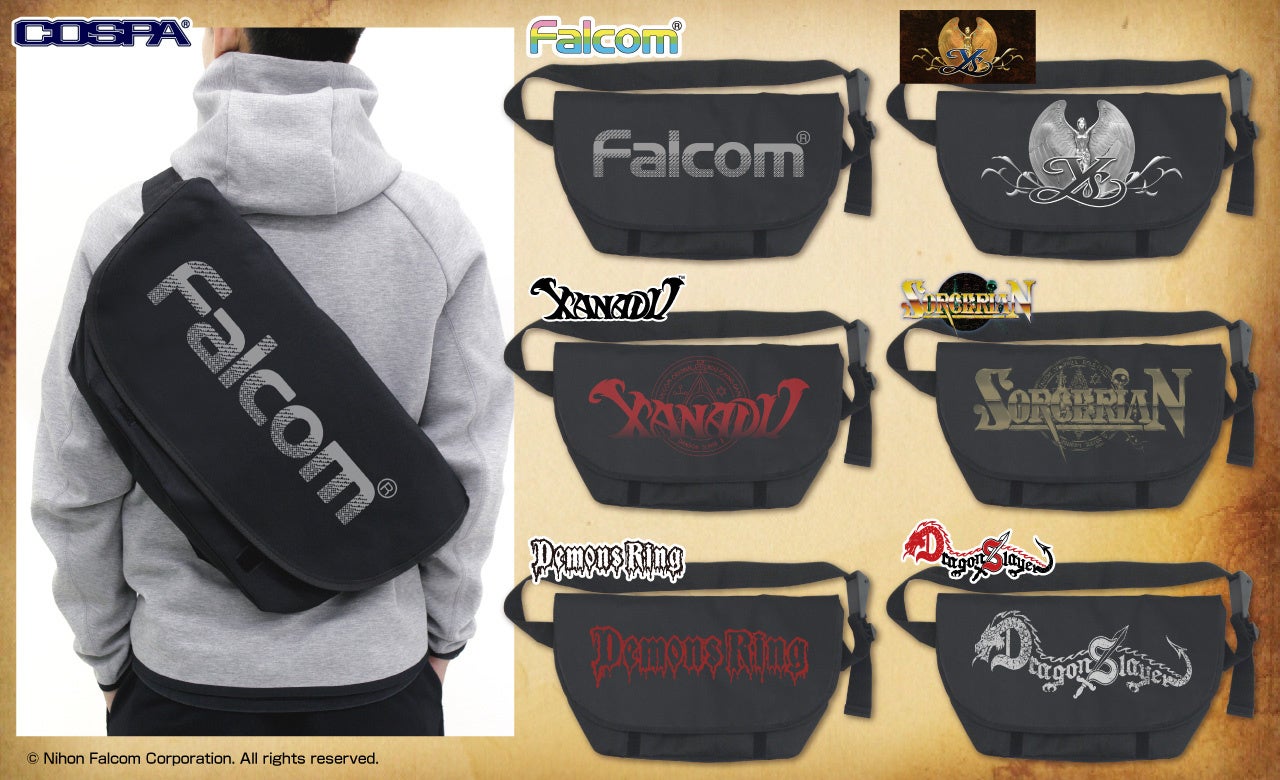 東京ゲームショウ22 先行販売 日本ファルコム ロゴ 名作ゲームのロゴ をデザインしたメッセンジャーバッグが登場 株式会社コスパ コスパグループ株式会社のプレスリリース 東京ゲームショウ22 先行販売 日本ファルコム ロゴ 名作ゲームのロゴ をデザインしたメッセンジャーバッグが登場 株式会社コスパ コスパグループ株式会社のプレスリリース