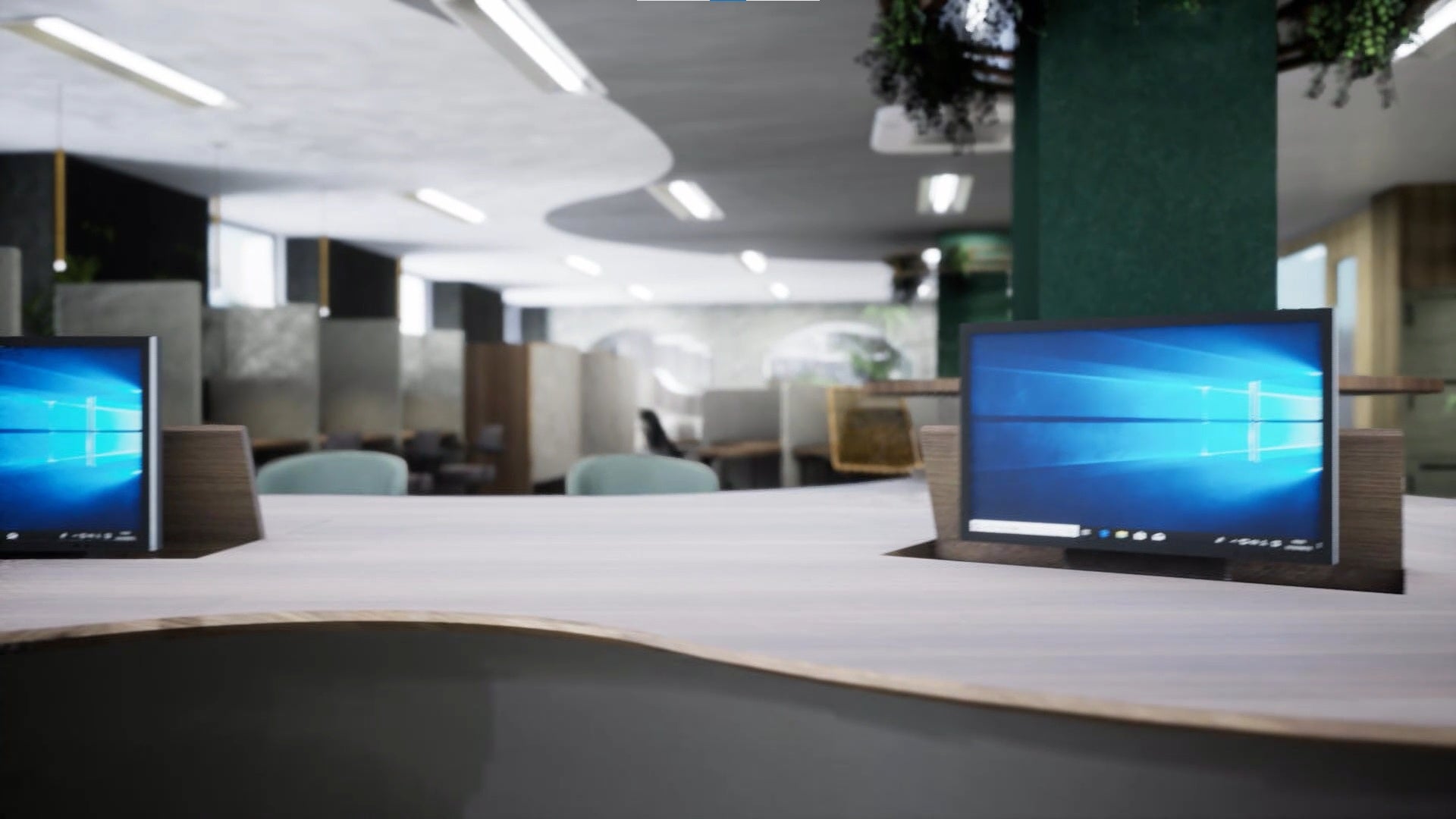 電動昇降モニターを内蔵したデスク