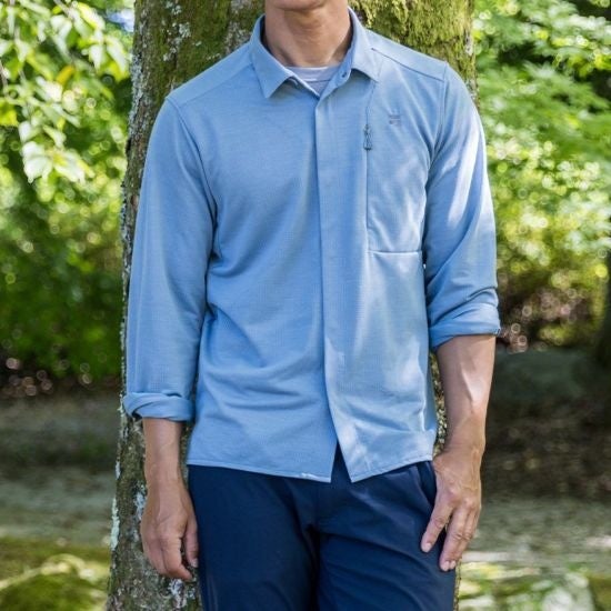 Men’s ラミースピンニットシャツ（ライトインディゴ）