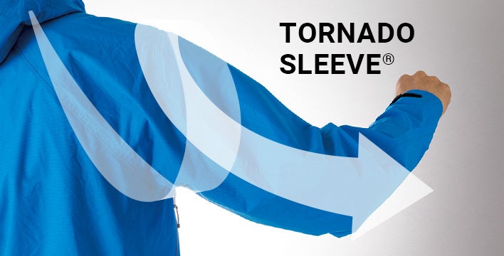 動きやすく、フィット感抜群の立体裁断「トルネードスリーブ」（※画像はセルリアンブルー）