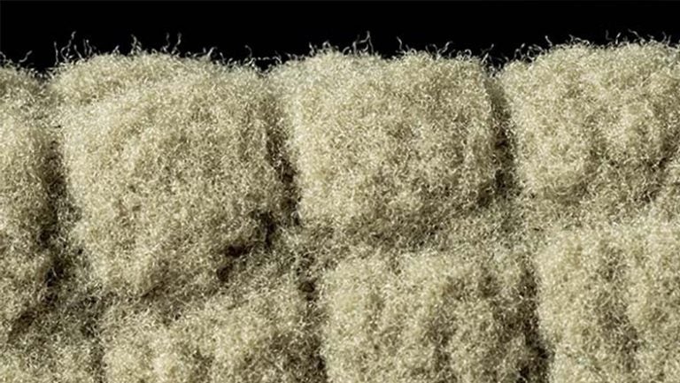 「立毛」部分の拡大写真。長繊維が密集し、簡単に脱落しない構造に。