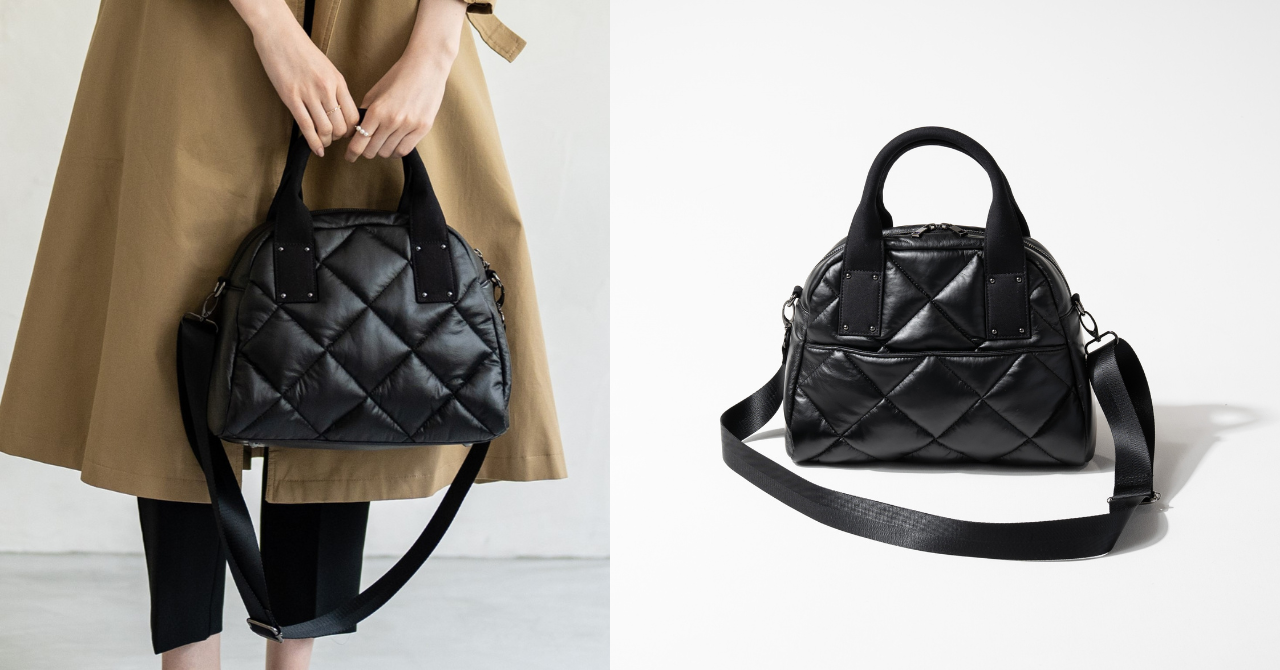 HenlyBegins ナイロンバッグ　小振りでかわいいサイズ　売切り 　検）DEGNER デグナー ふわふわの生地と上品なデザインが大人かわいい。「ナイロン