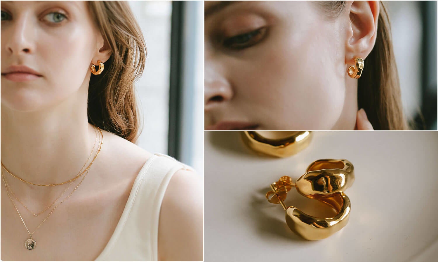 Molune-pe -モルン ピアス- Yellow gold [SILVER925]