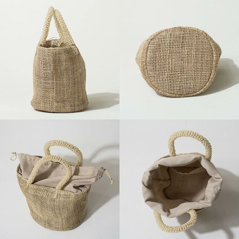 新商品】柔らかな天然素材「アバカ」にきらめくパール風のビーズ