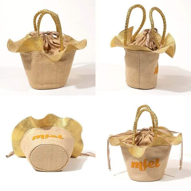 Bibiy. フリル付きホワイトかごバッグ Bibiy. フリル付きホワイトかごバッグ BAG｜Bibiy.