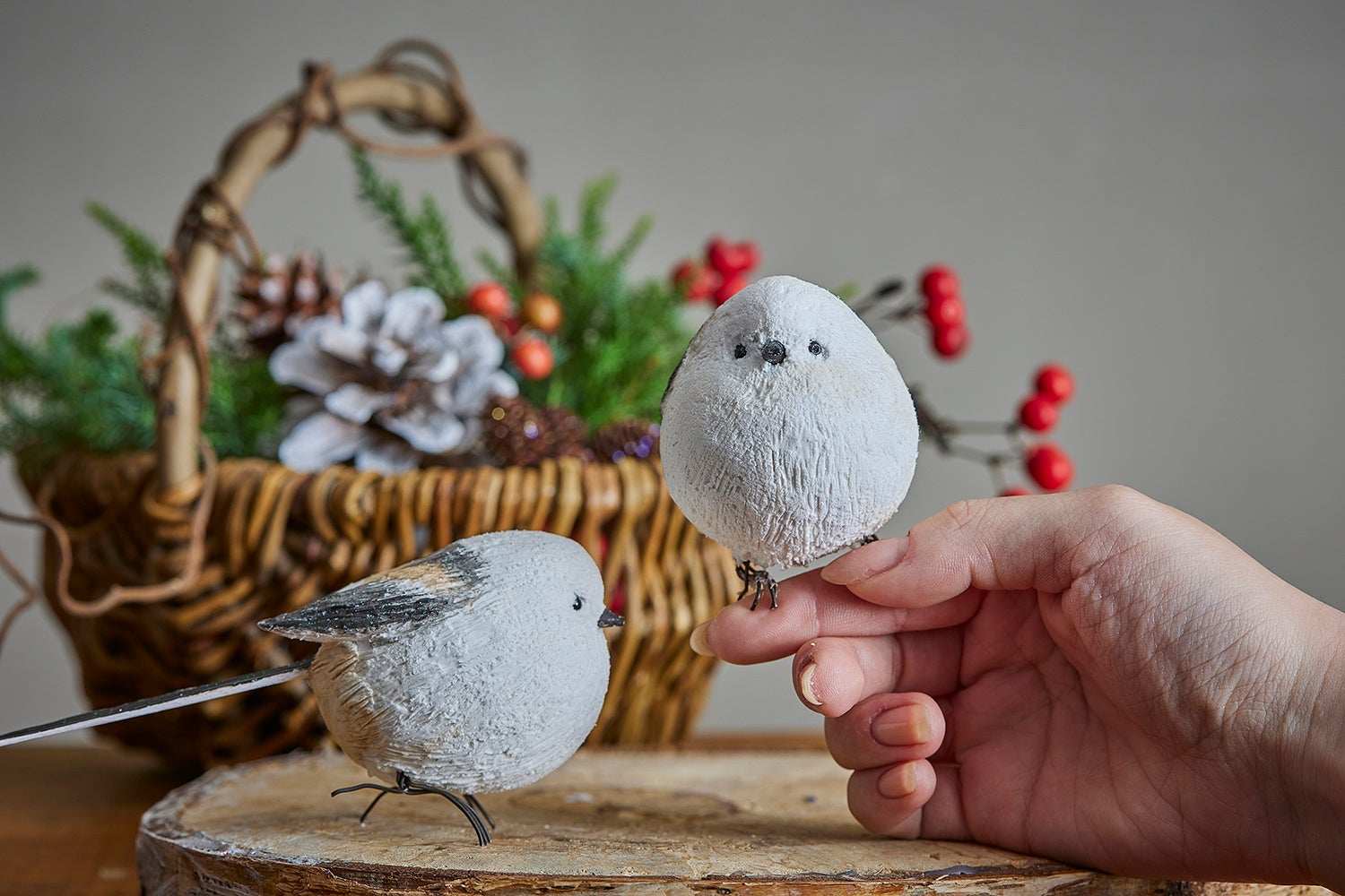 ワークショップ　シマエナガ制作例（当日制作するのは1体です）