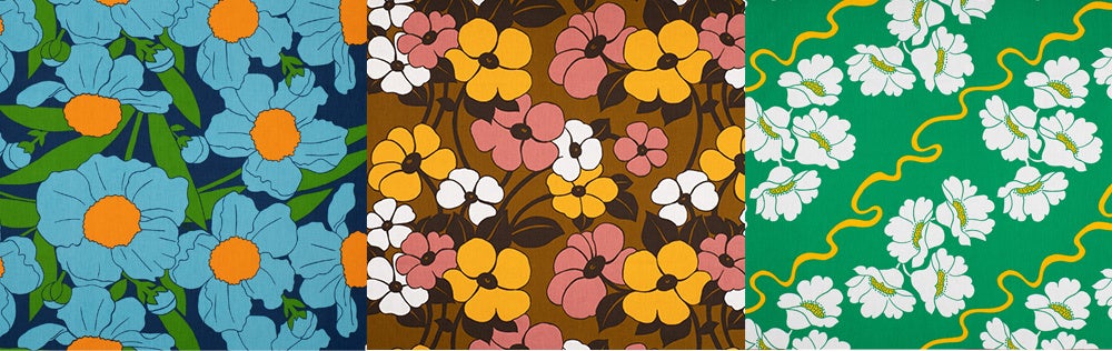 左より　(C) Finlayson Oy, design by Stiina Toivo 1975, design by Aini Vaari 1976, design by Saara Hirvisalo 1975 