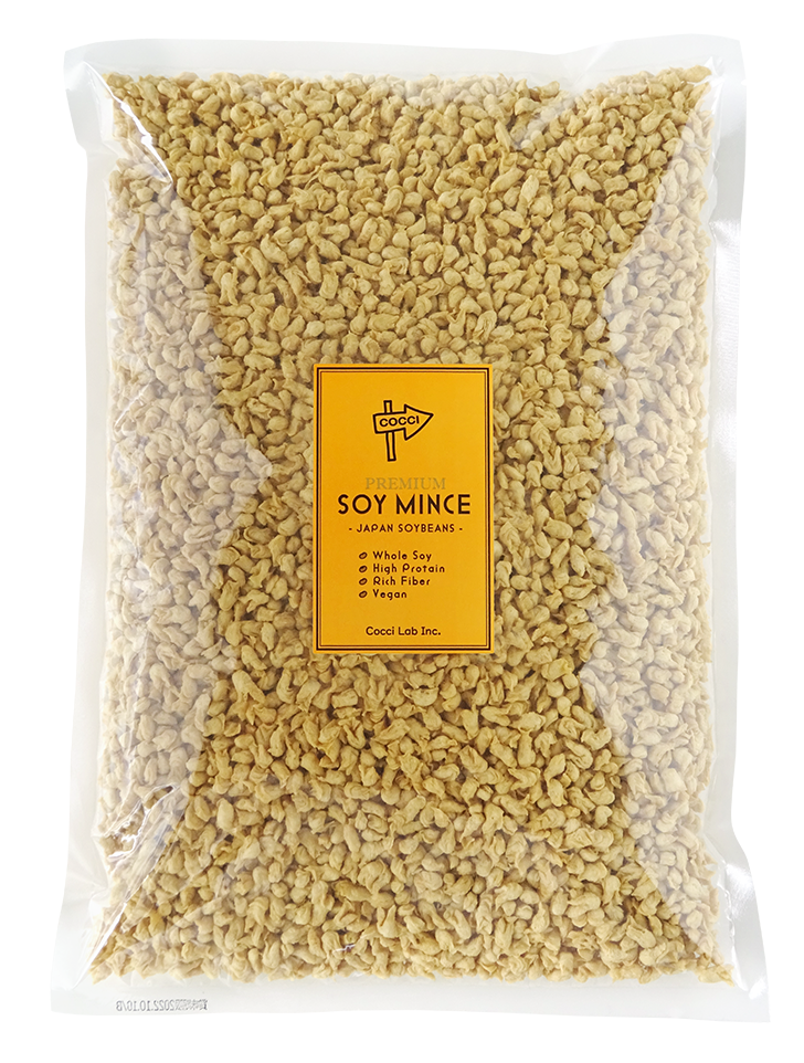 国産大豆100％の プレミアムソイミンチは、 国産大豆のおいしさが詰まった商 品