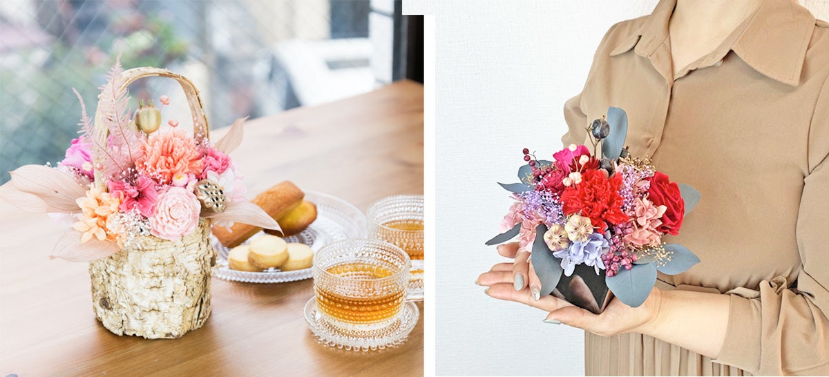 お母さんへ ありがとう の気持ちをお花で伝える 25点の商品を販売開始 カーネーション以外の花々もいっぱい使った 環境に配慮した仕様 なかなか伝えられない 言葉を 花言葉とお手紙で伝えられます 株式会社ジェネットのプレスリリース