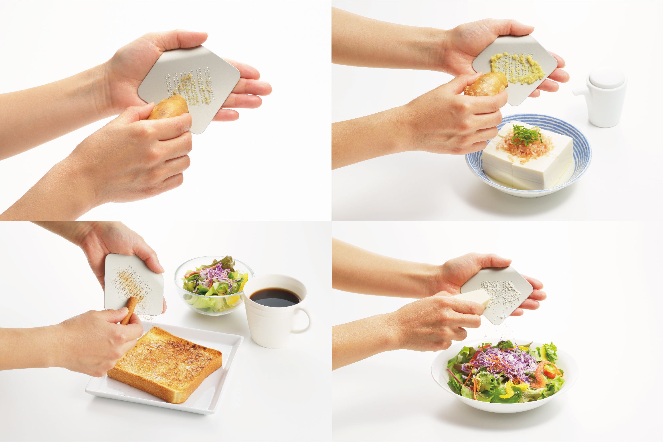 直接手のひらで食べ物をおろすような新しい感覚ですりおろすことができます