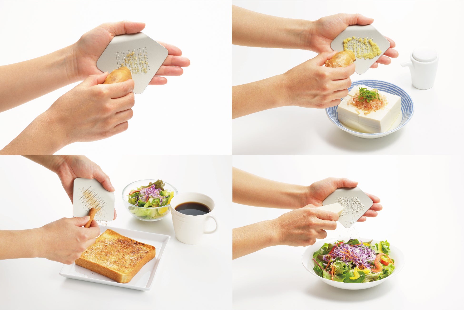 直接手のひらで食べ物をおろすような新しい感覚ですりおろすことができます